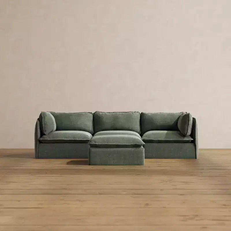 Sofá de 3 plazas modular y lavable Anabei + otomana | Asiento Memorix+ y cojín Contorno