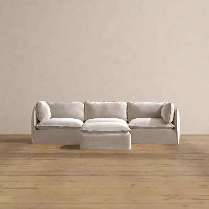 Sofá de 3 plazas modular y lavable Anabei + otomana | Asiento Memorix+ y cojín Contorno
