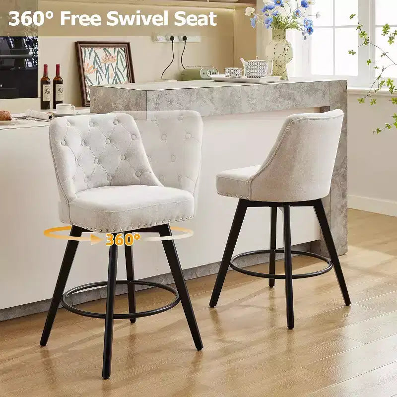 Juego de 4 sillas de comedor de madera, taburetes de bar giratorios modernos con respaldo y patas de madera, taburetes de bar tapizados, silla de bar para isla de cocina y barra de casa