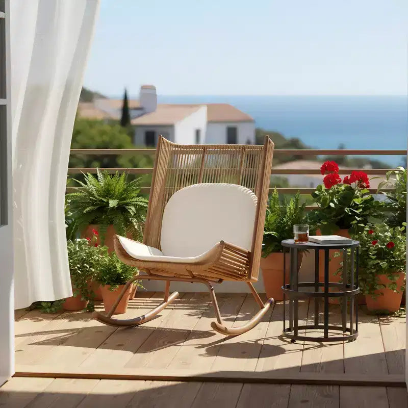 Christopher Knight Home Brigitte Ensemble de patio moderne en métal avec fauteuil à bascule et plateau de table en céramique