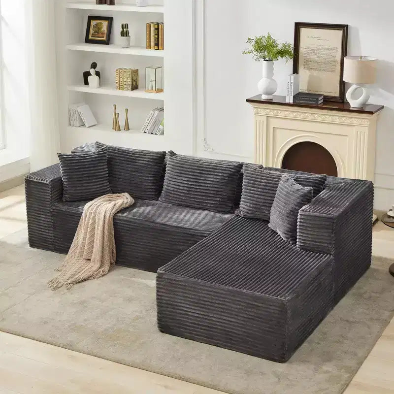 106 Modular Cloud Sectional, 3-Seat L-Shape Sofa with Oversized Chaise, Memory-Foam Deep Seat, Tool-Free Setup