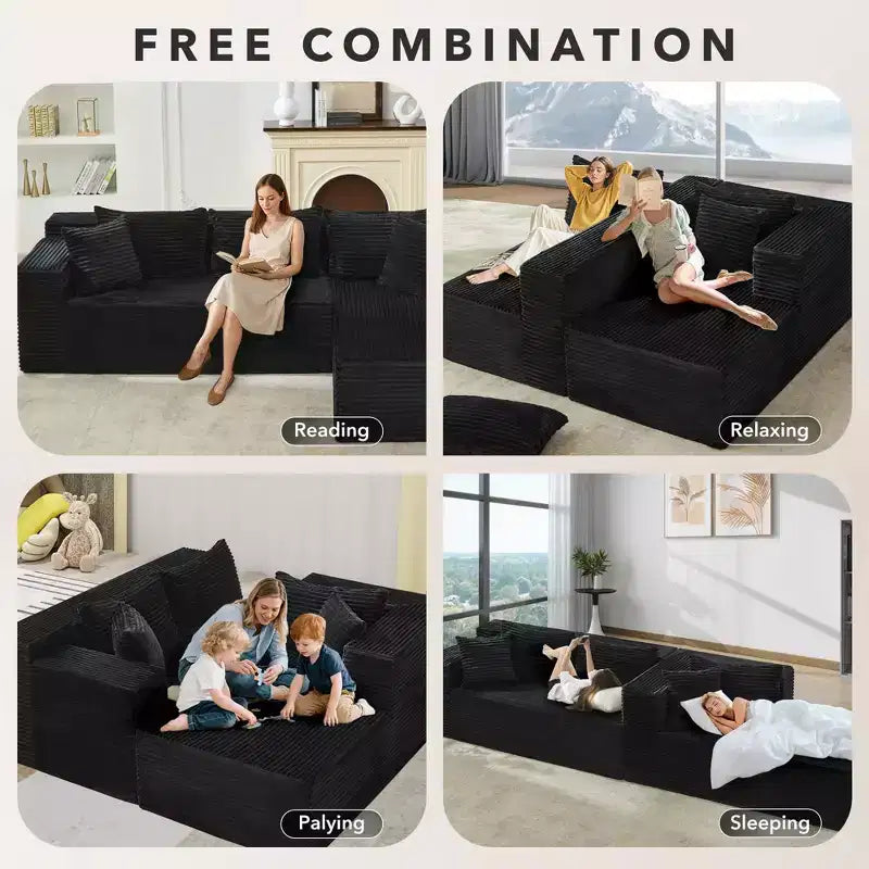 106 Modular Cloud Sectional, 3-Seat L-Shape Sofa with Oversized Chaise, Memory-Foam Deep Seat, Tool-Free Setup
