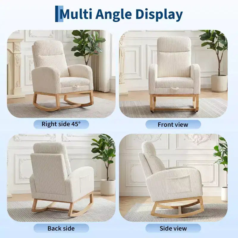 Rocking Chair Nursery,Nursing Rocking Chairs with Foot Rest,Comfortable Rocker Recliner with Side Pocket,for Living Room, Bedroom