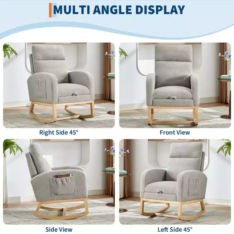 Rocking Chair Nursery,Nursing Rocking Chairs with Foot Rest,Comfortable Rocker Recliner with Side Pocket,for Living Room, Bedroom