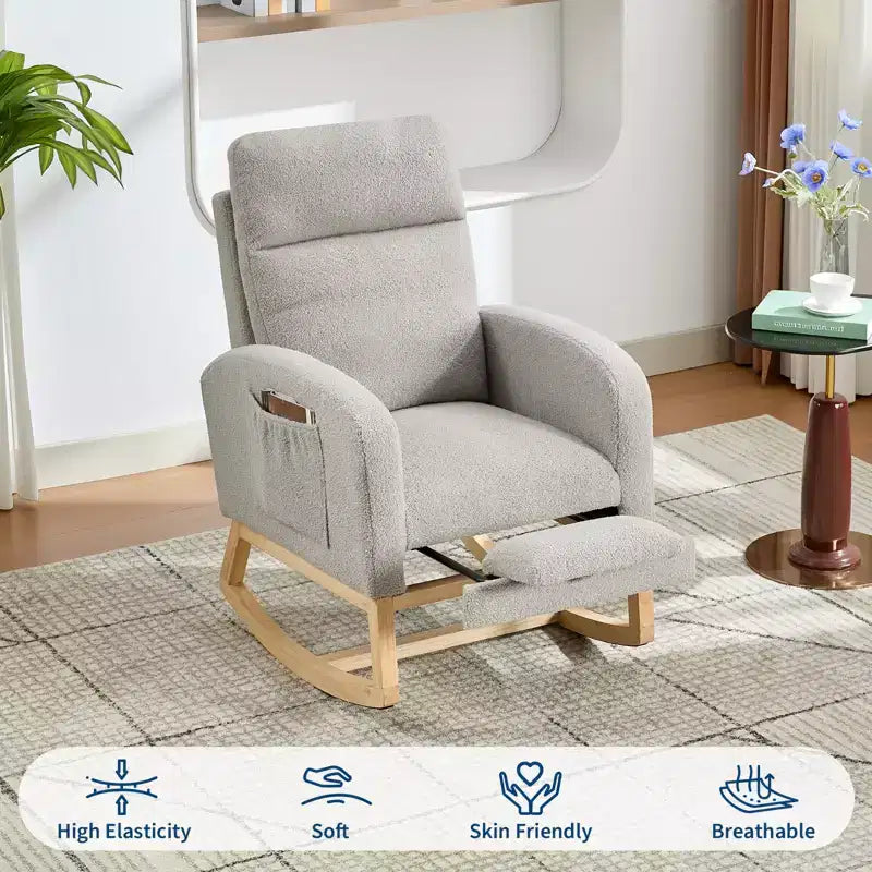 Rocking Chair Nursery,Nursing Rocking Chairs with Foot Rest,Comfortable Rocker Recliner with Side Pocket,for Living Room, Bedroom