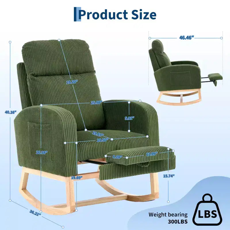 Rocking Chair Nursery,Nursing Rocking Chairs with Foot Rest,Comfortable Rocker Recliner with Side Pocket,for Living Room, Bedroom