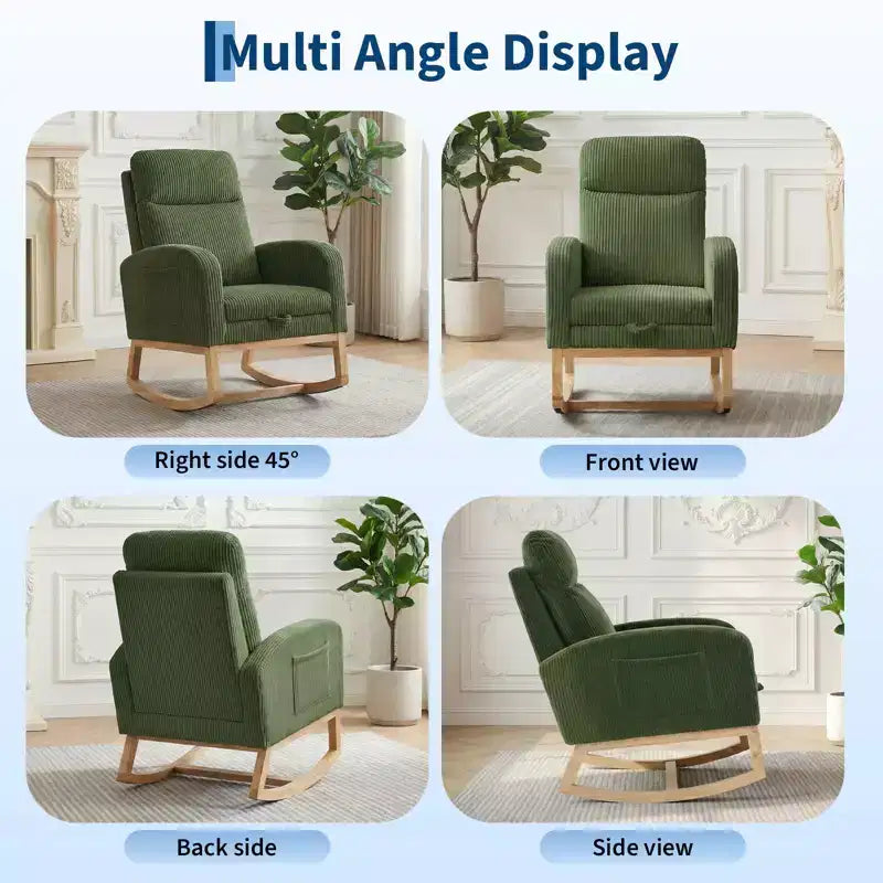 Rocking Chair Nursery,Nursing Rocking Chairs with Foot Rest,Comfortable Rocker Recliner with Side Pocket,for Living Room, Bedroom