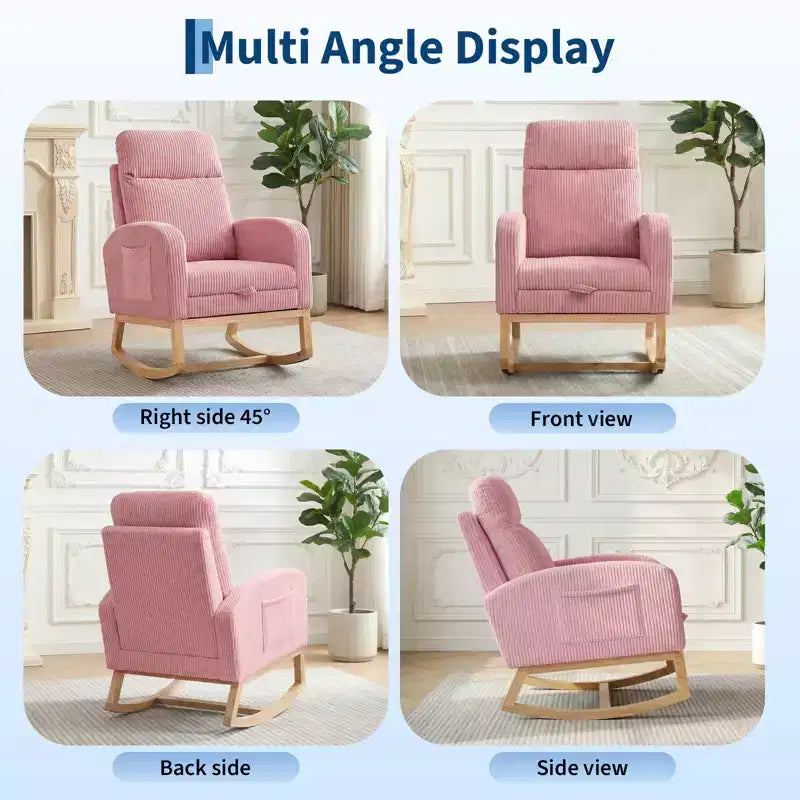Rocking Chair Nursery,Nursing Rocking Chairs with Foot Rest,Comfortable Rocker Recliner with Side Pocket,for Living Room, Bedroom