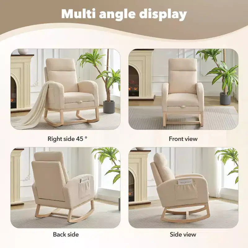 Rocking Chair Nursery,Nursing Rocking Chairs with Foot Rest,Comfortable Rocker Recliner with Side Pocket,for Living Room, Bedroom
