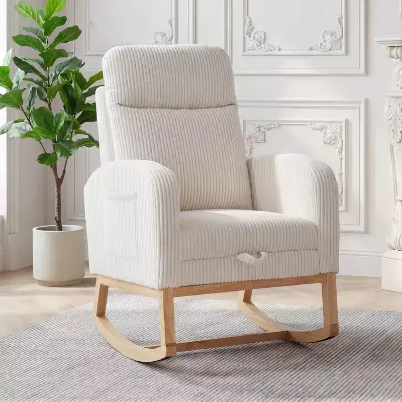 Mecedora de guardería, mecedoras de lactancia con reposapiés, mecedora reclinable cómoda con bolsillo lateral, para sala de estar, dormitorio