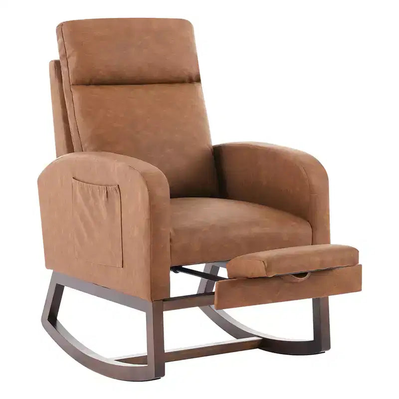 Mecedora de guardería, mecedoras de lactancia con reposapiés, mecedora reclinable cómoda con bolsillo lateral, para sala de estar, dormitorio