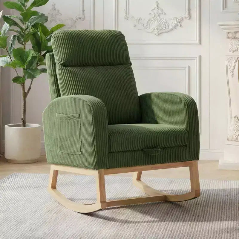 Mecedora de guardería, mecedoras de lactancia con reposapiés, mecedora reclinable cómoda con bolsillo lateral, para sala de estar, dormitorio