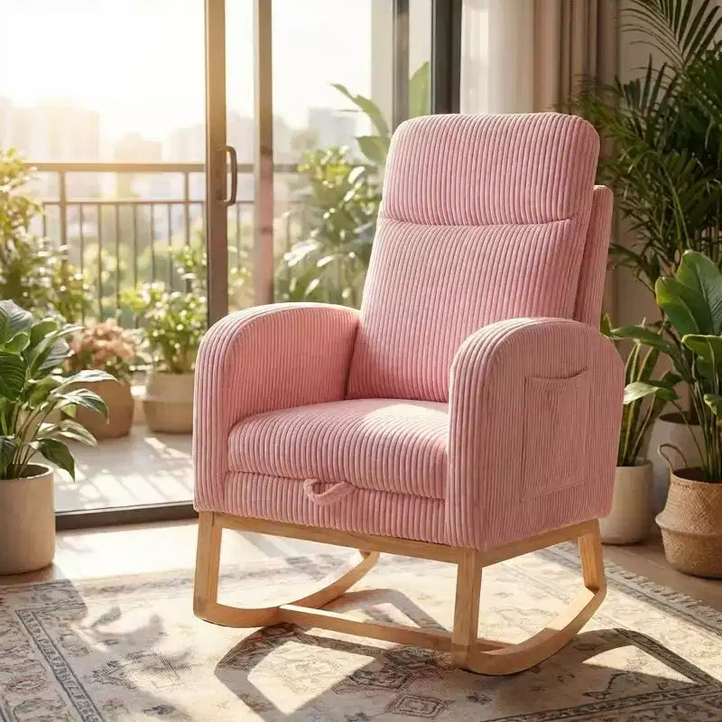 Mecedora de guardería, mecedoras de lactancia con reposapiés, mecedora reclinable cómoda con bolsillo lateral, para sala de estar, dormitorio