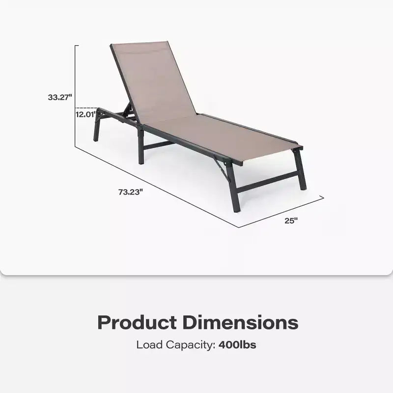 LAUSAINT HOME Juego de tumbonas para piscina, sillones para tomar el sol con respaldo ajustable en 5 posiciones, tumbona para exteriores para piscina, playa, patio y jardín (2 piezas)