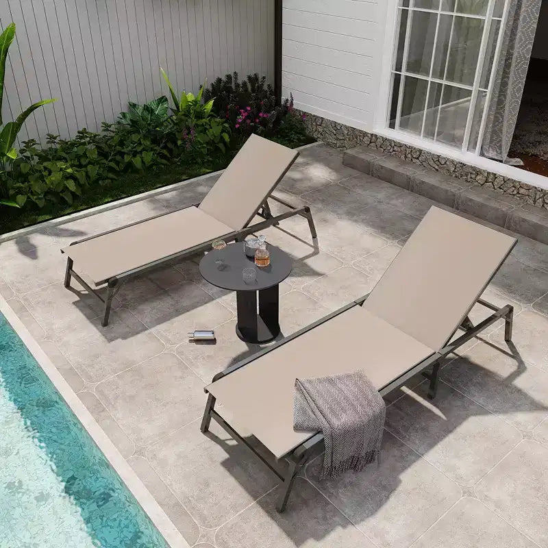 LAUSAINT HOME Juego de tumbonas para piscina, sillones para tomar el sol con respaldo ajustable en 5 posiciones, tumbona para exteriores para piscina, playa, patio y jardín (2 piezas)