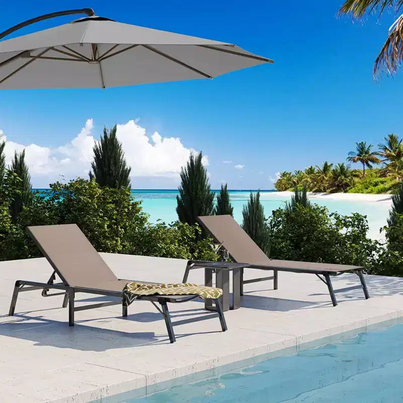 LAUSAINT HOME Juego de tumbonas para piscina, sillones para tomar el sol con respaldo ajustable en 5 posiciones, tumbona para exteriores para piscina, playa, patio y jardín (2 piezas)