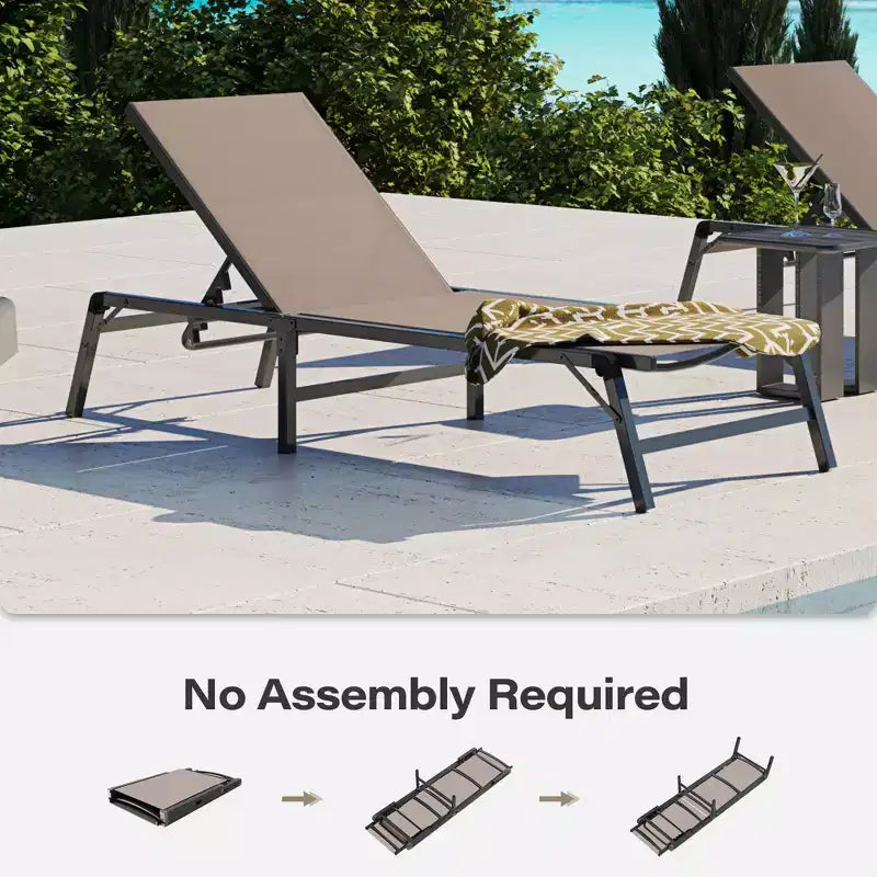 LAUSAINT HOME Juego de tumbonas para piscina, sillones para tomar el sol con respaldo ajustable en 5 posiciones, tumbona para exteriores para piscina, playa, patio y jardín (2 piezas)