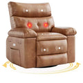 360 Swivel Oversized Rocking Recliner with Adjustable Massage, Reclinable Silla Mecedora Comfort Chair in PU Leather for Nursery,Bedroom,Living Room