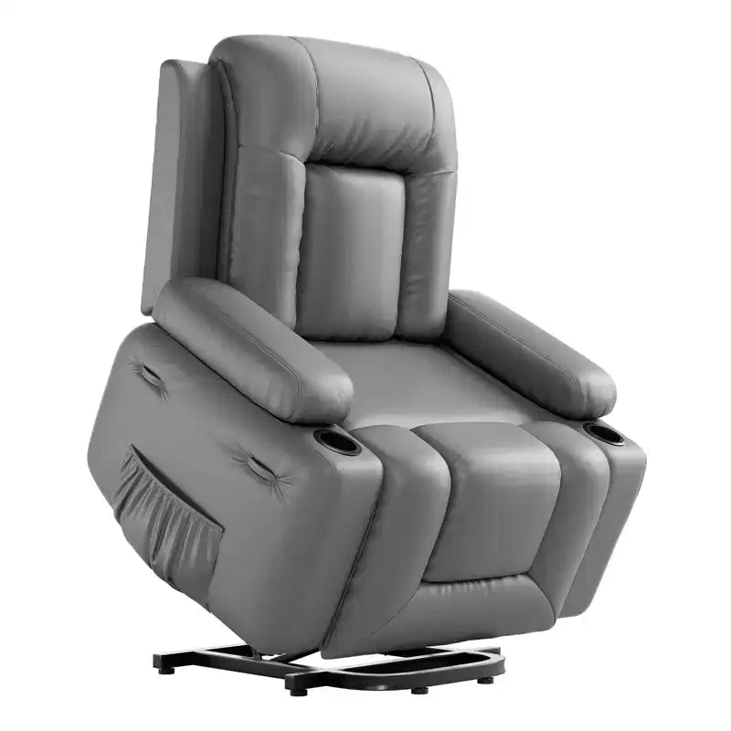 Sillón reclinable eléctrico con calor y masaje, sofá ergonómico de cuero PU para sala de estar - Respaldo alto, asiento acolchado, sillón perezoso ajustable