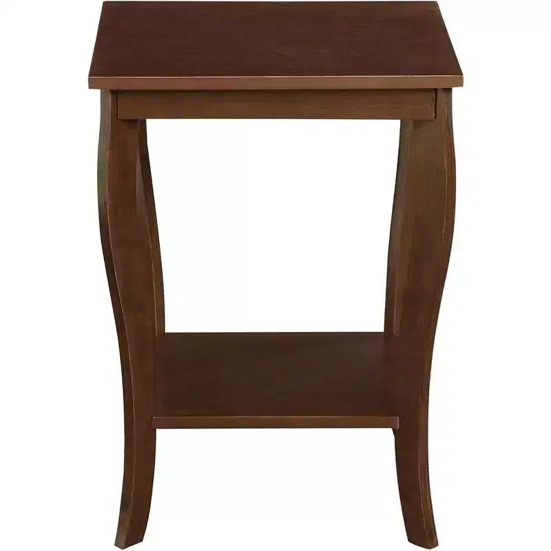 Mesa auxiliar cuadrada con tapa de madera, blanca, 2 estantes