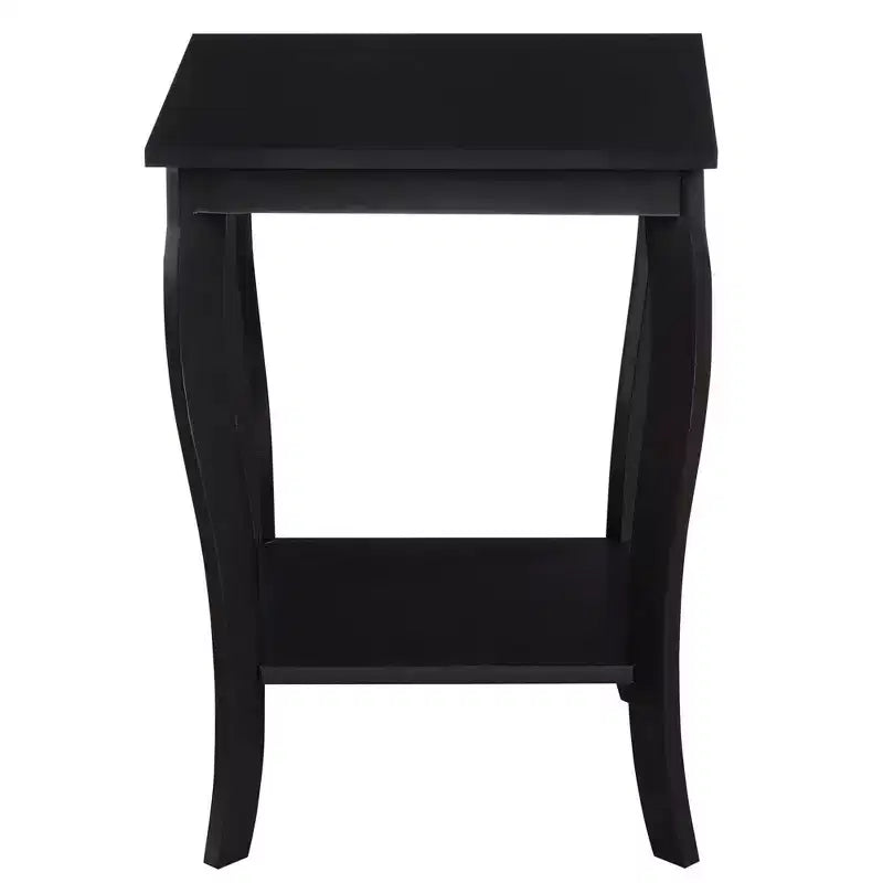 Mesa auxiliar cuadrada con tapa de madera, blanca, 2 estantes