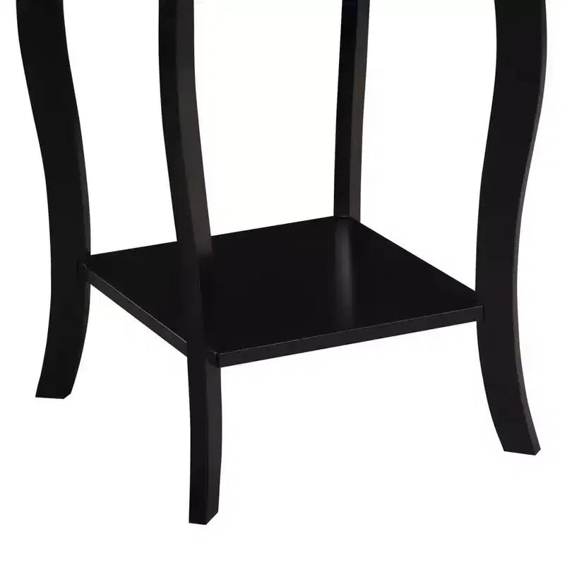 Mesa auxiliar cuadrada con tapa de madera, blanca, 2 estantes