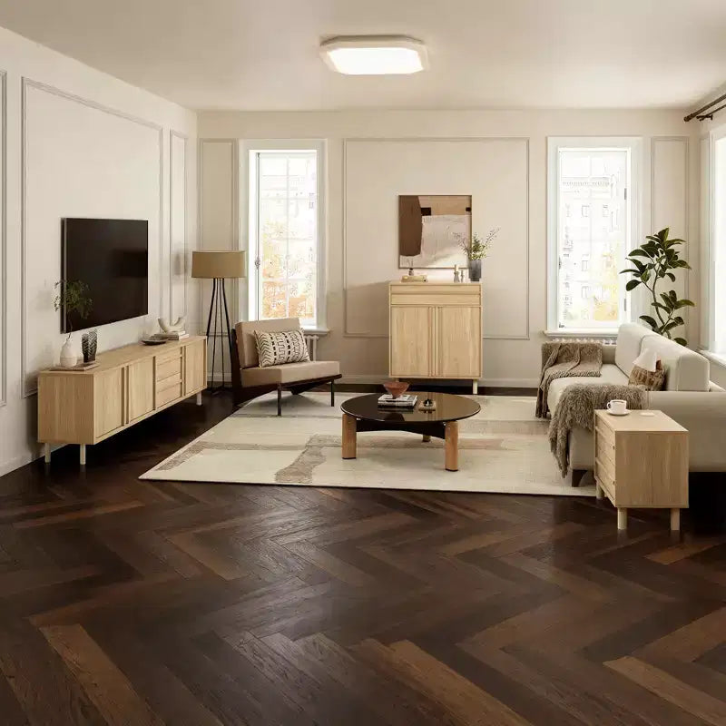 Mueble de TV Moderno de 70.9" para televisores de hasta 75", Consola multimedia con cajones, Roble Marrón