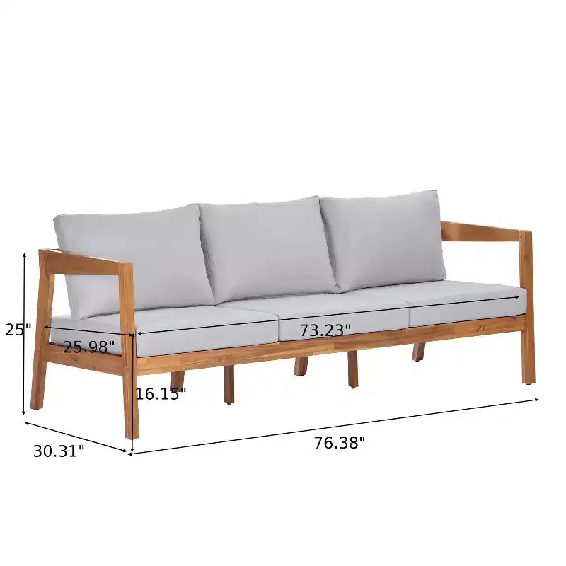 Juego de asientos de patio moderno Phachara de 4 piezas de madera de acacia Christopher Knight Home con cojines y mesa de listones