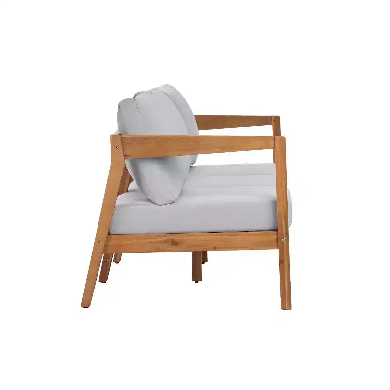 Juego de asientos de patio moderno Phachara de 4 piezas de madera de acacia Christopher Knight Home con cojines y mesa de listones