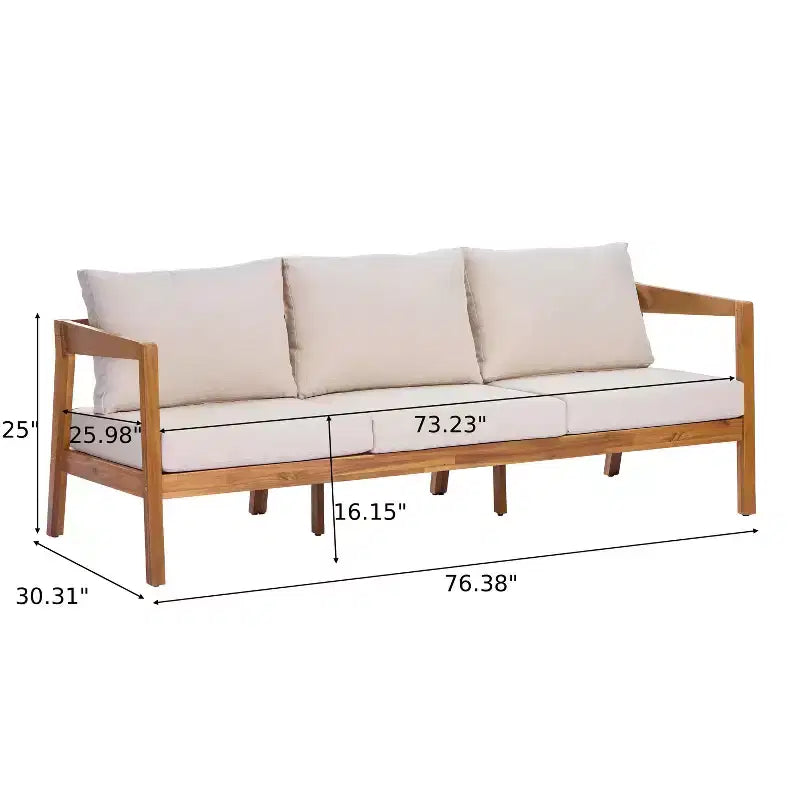 Juego de asientos de patio moderno Phachara de 4 piezas de madera de acacia Christopher Knight Home con cojines y mesa de listones