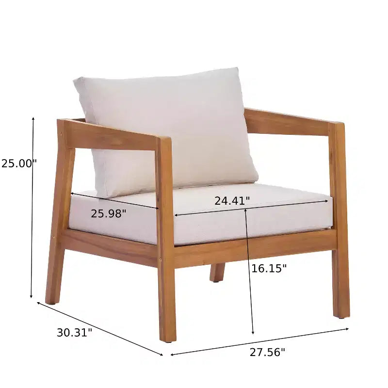 Juego de asientos de patio moderno Phachara de 4 piezas de madera de acacia Christopher Knight Home con cojines y mesa de listones