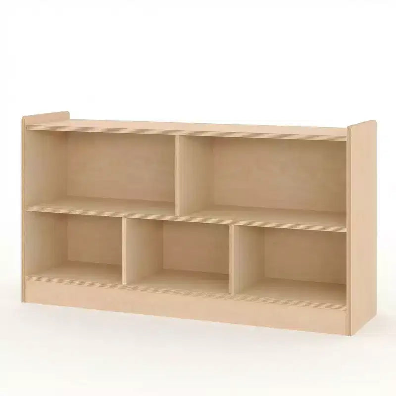 Organizador de almacenamiento de juguetes de madera, organizador de almacenamiento de 5 secciones para aula escolar para organizar libros y juguetes, estantería simple para sala de juegos