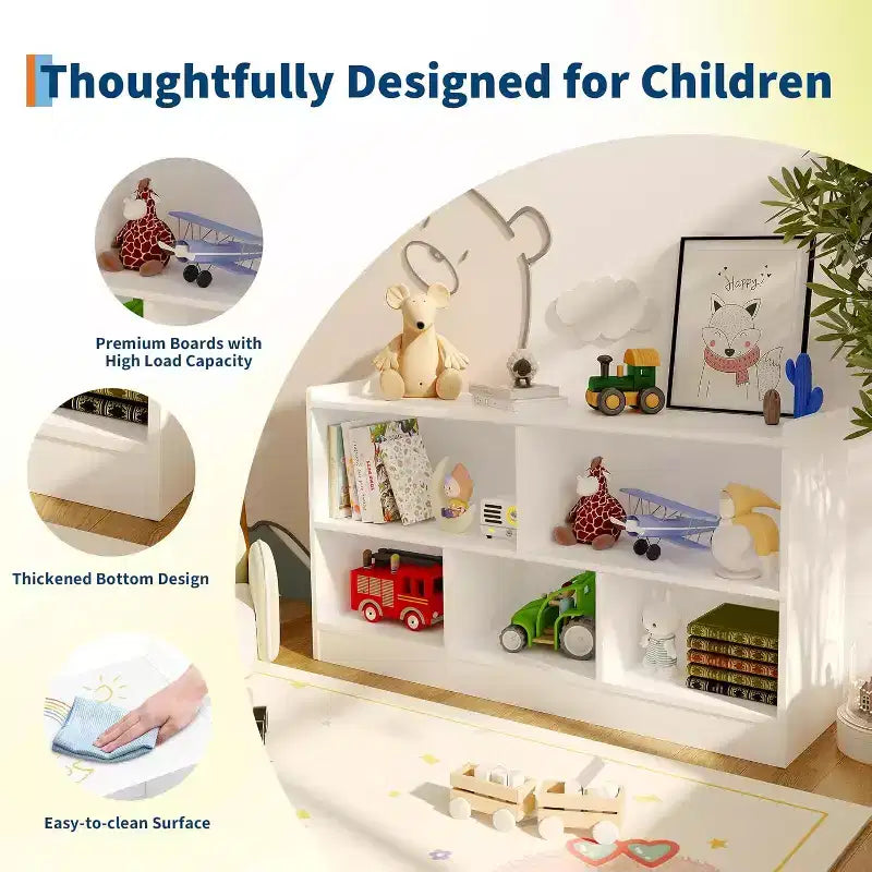 Organizador de almacenamiento de juguetes de madera, organizador de almacenamiento de 5 secciones para aula escolar para organizar libros y juguetes, estantería simple para sala de juegos