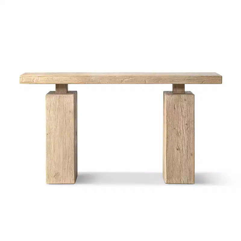 Mesa consola de pedestal de olmo recuperado macizo de 45", capacidad de 500 lb