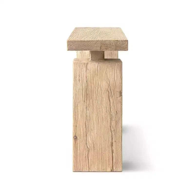 Mesa consola de pedestal de olmo recuperado macizo de 45", capacidad de 500 lb