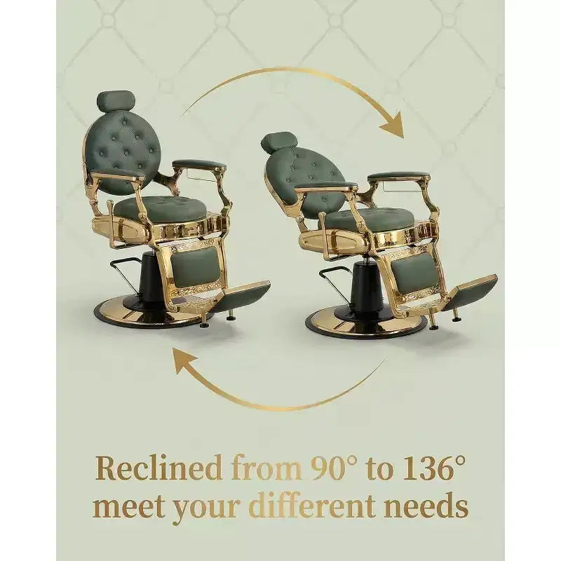 Sillón reclinable vintage de alta resistencia, altura ajustable, giro 360, reposacabezas y reposapiés, capacidad 700lbs