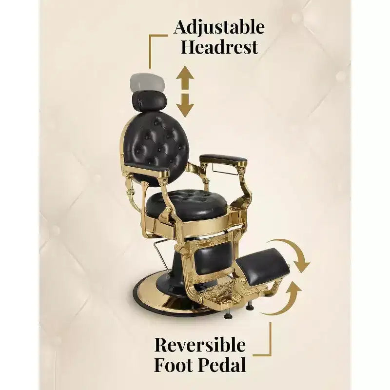 Sillón reclinable vintage de alta resistencia, altura ajustable, giro 360, reposacabezas y reposapiés, capacidad 700lbs