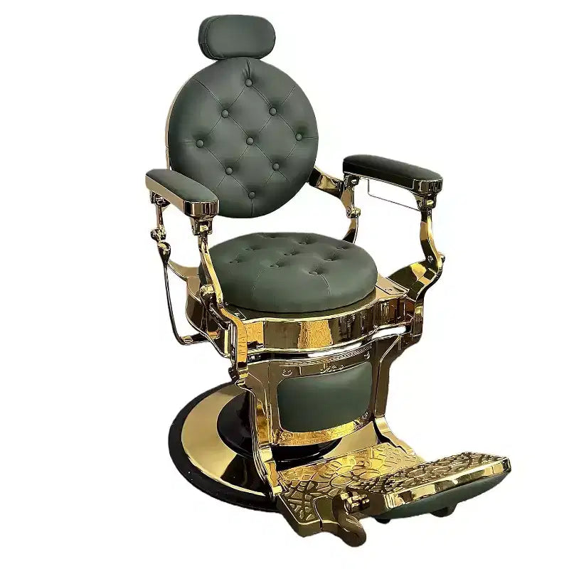 Sillón reclinable vintage de alta resistencia, altura ajustable, giro 360, reposacabezas y reposapiés, capacidad 700lbs