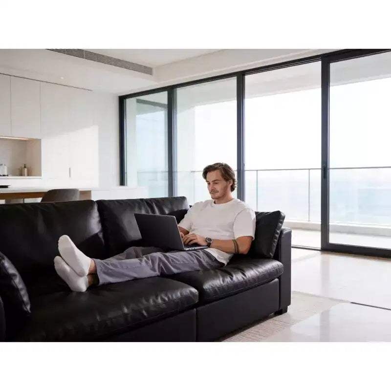 Sofá seccional modular de nube extragrande, asiento profundo relleno de plumón, estructura de madera maciza, montaje sin herramientas