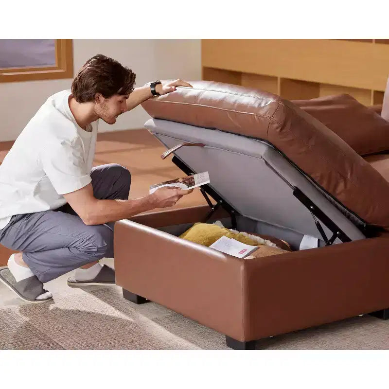 Sofá seccional modular de nube extragrande, asiento profundo relleno de plumón, estructura de madera maciza, montaje sin herramientas