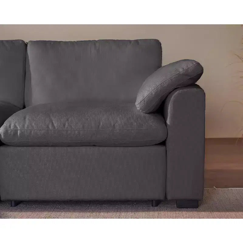 Sofá seccional modular de nube extragrande, asiento profundo relleno de plumón, estructura de madera maciza, montaje sin herramientas