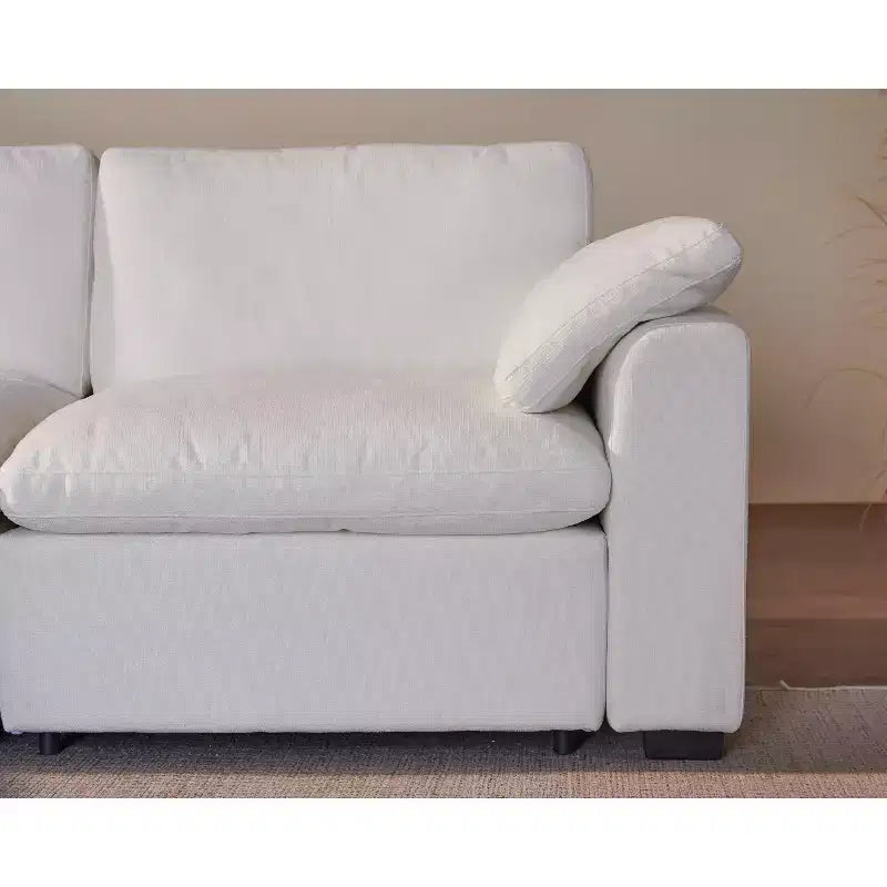 Sofá seccional modular de nube extragrande, asiento profundo relleno de plumón, estructura de madera maciza, montaje sin herramientas