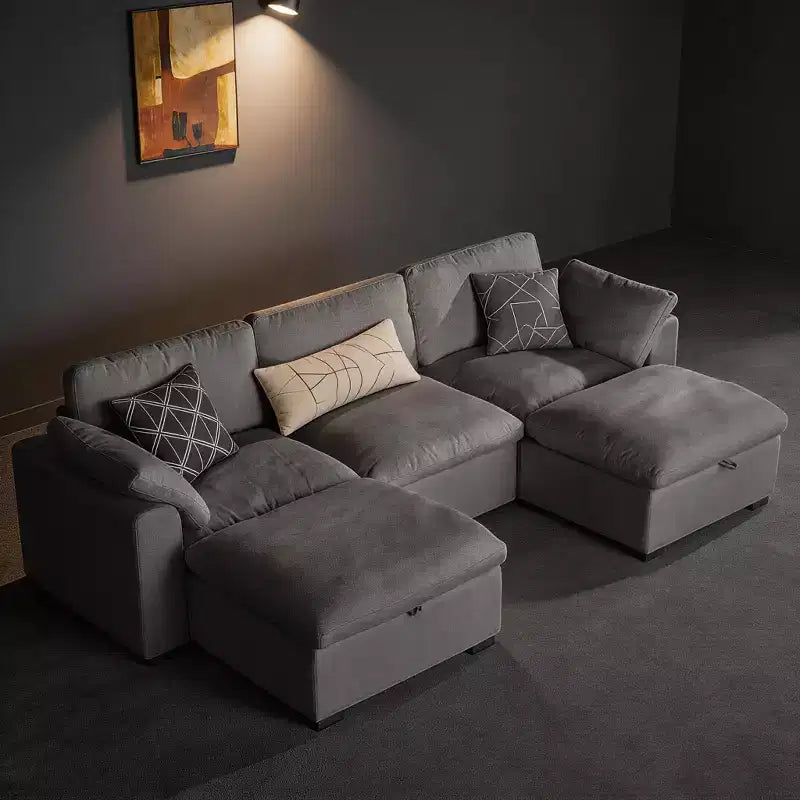 Sofá seccional modular de nube extragrande, asiento profundo relleno de plumón, estructura de madera maciza, montaje sin herramientas