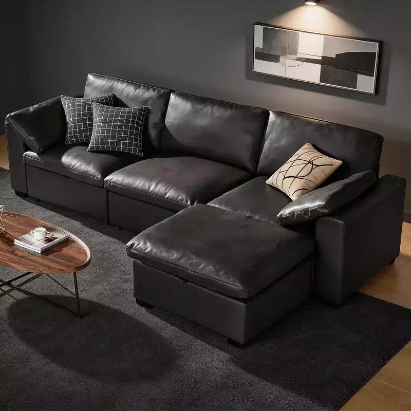 Sofá seccional modular de nube extragrande, asiento profundo relleno de plumón, estructura de madera maciza, montaje sin herramientas