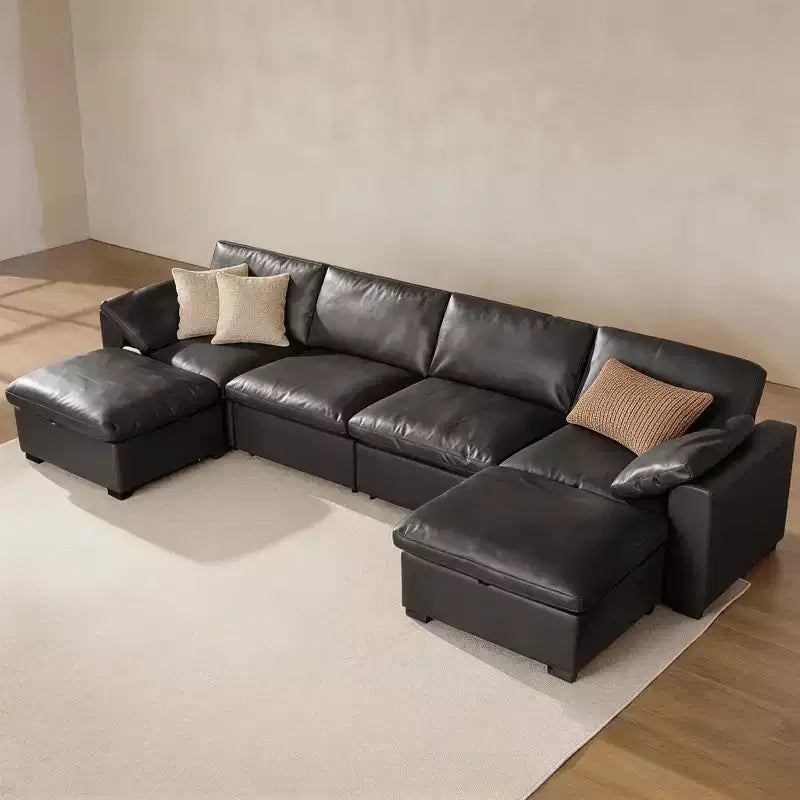 Sofá seccional modular de nube extragrande, asiento profundo relleno de plumón, estructura de madera maciza, montaje sin herramientas