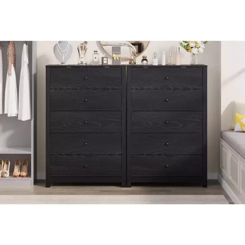 Cómoda de Almacenamiento de Madera de 5 Cajones para Dormitorio, Cómoda Moderna y Sencilla con Cajones Profundos para Sala de Estar, Pasillo, Entrada