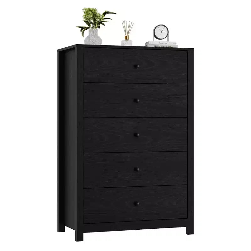 Cómoda de Almacenamiento de Madera de 5 Cajones para Dormitorio, Cómoda Moderna y Sencilla con Cajones Profundos para Sala de Estar, Pasillo, Entrada