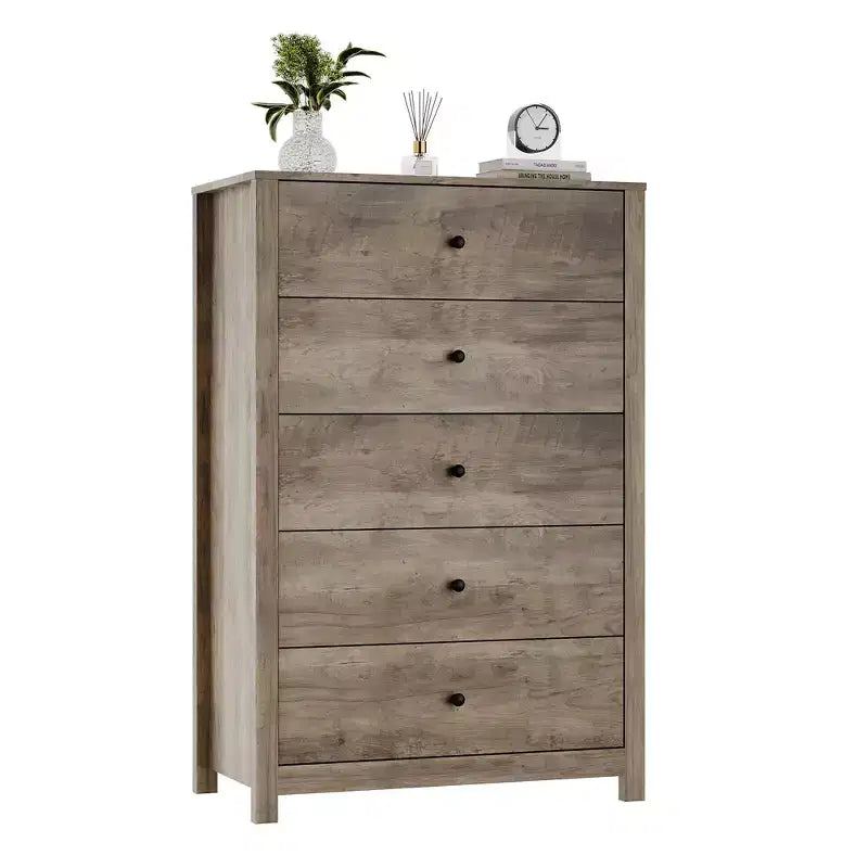 Cómoda de Almacenamiento de Madera de 5 Cajones para Dormitorio, Cómoda Moderna y Sencilla con Cajones Profundos para Sala de Estar, Pasillo, Entrada