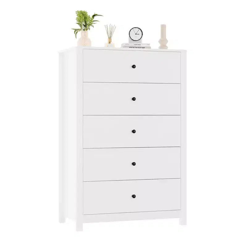 Cómoda de Almacenamiento de Madera de 5 Cajones para Dormitorio, Cómoda Moderna y Sencilla con Cajones Profundos para Sala de Estar, Pasillo, Entrada