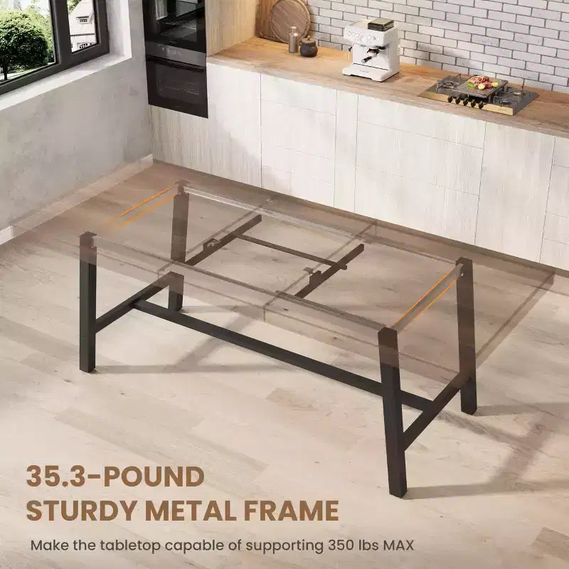 Mesa de comedor extensible de 63-83", mesa de comedor rectangular industrial para 6-8 personas, mesa de cocina extensible con estructura de metal de alta resistencia